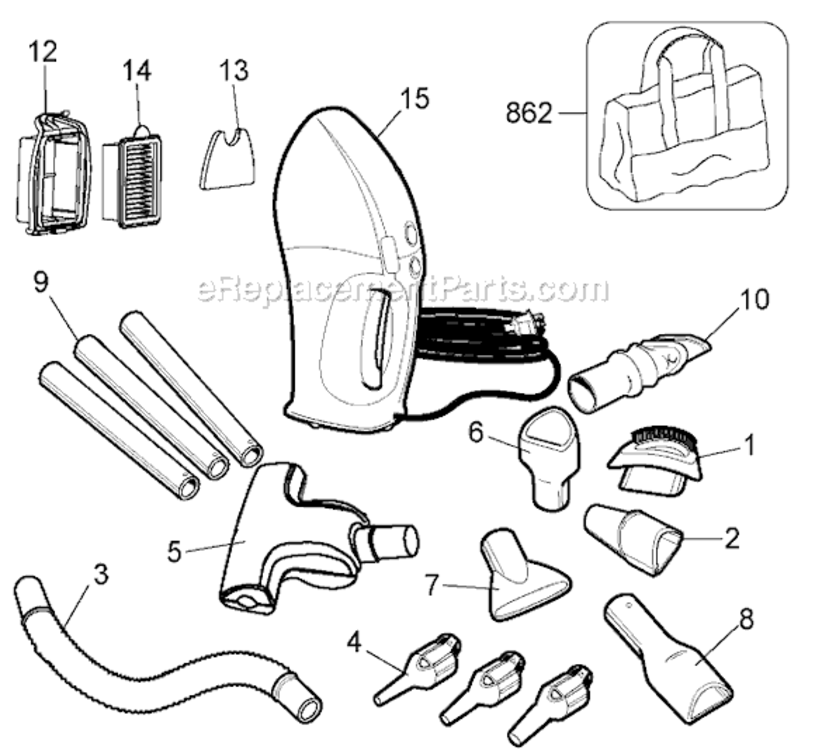 Page A Diagram and Parts List for HV8000 Type 1 Black and Decker Upright Vacuum